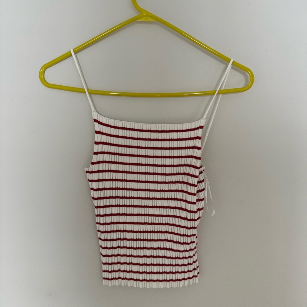 H&M White Tank Top with Red Stripes
